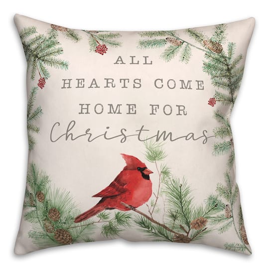 Hearts Come Home For Christmas Throw Pillow